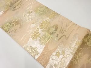 リサイクル　流水に花唐草模様織出し名古屋帯